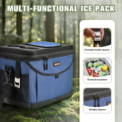 Ruthfot 32-can cooler bag side pocket keeps snacks organized.