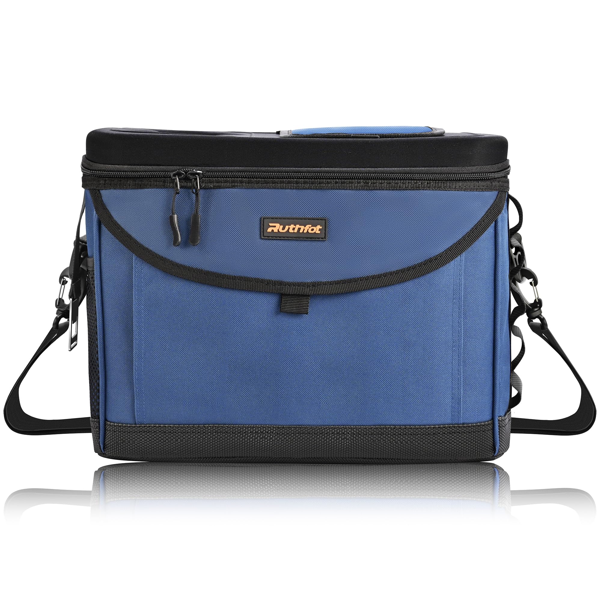 Ruthfot collapsible hardtop cooler bag closed view for secure drink storage.