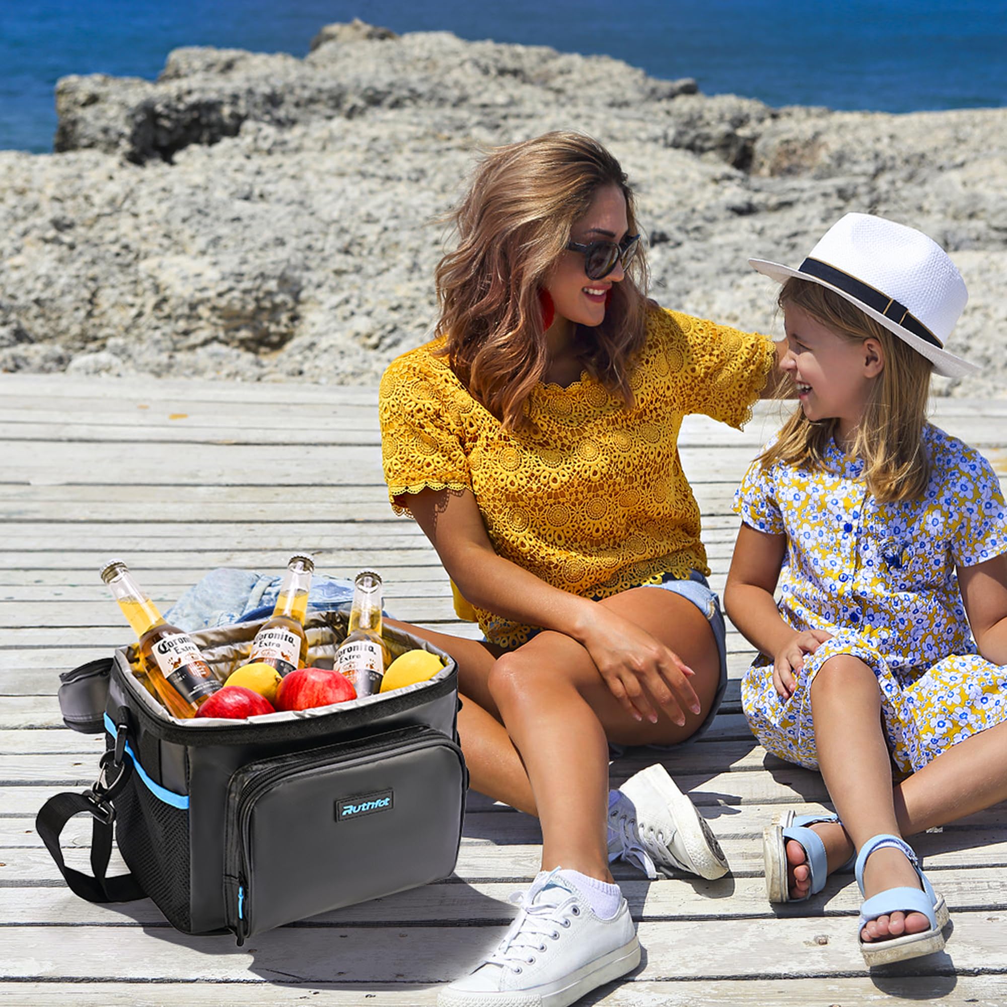 Ruthfot cooler bag at the beach for outdoor use