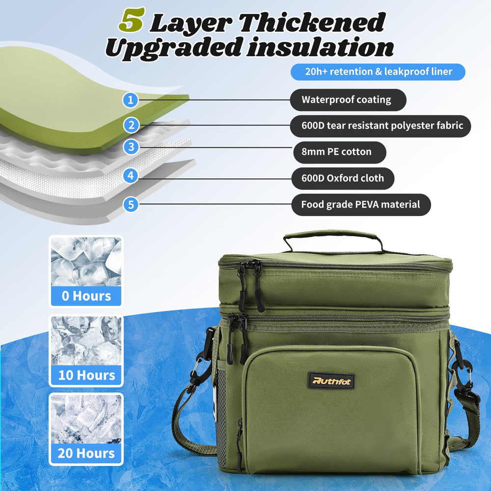 Ruthfot cooler bag side pocket bottle opener for convenient on-the-go snacks.