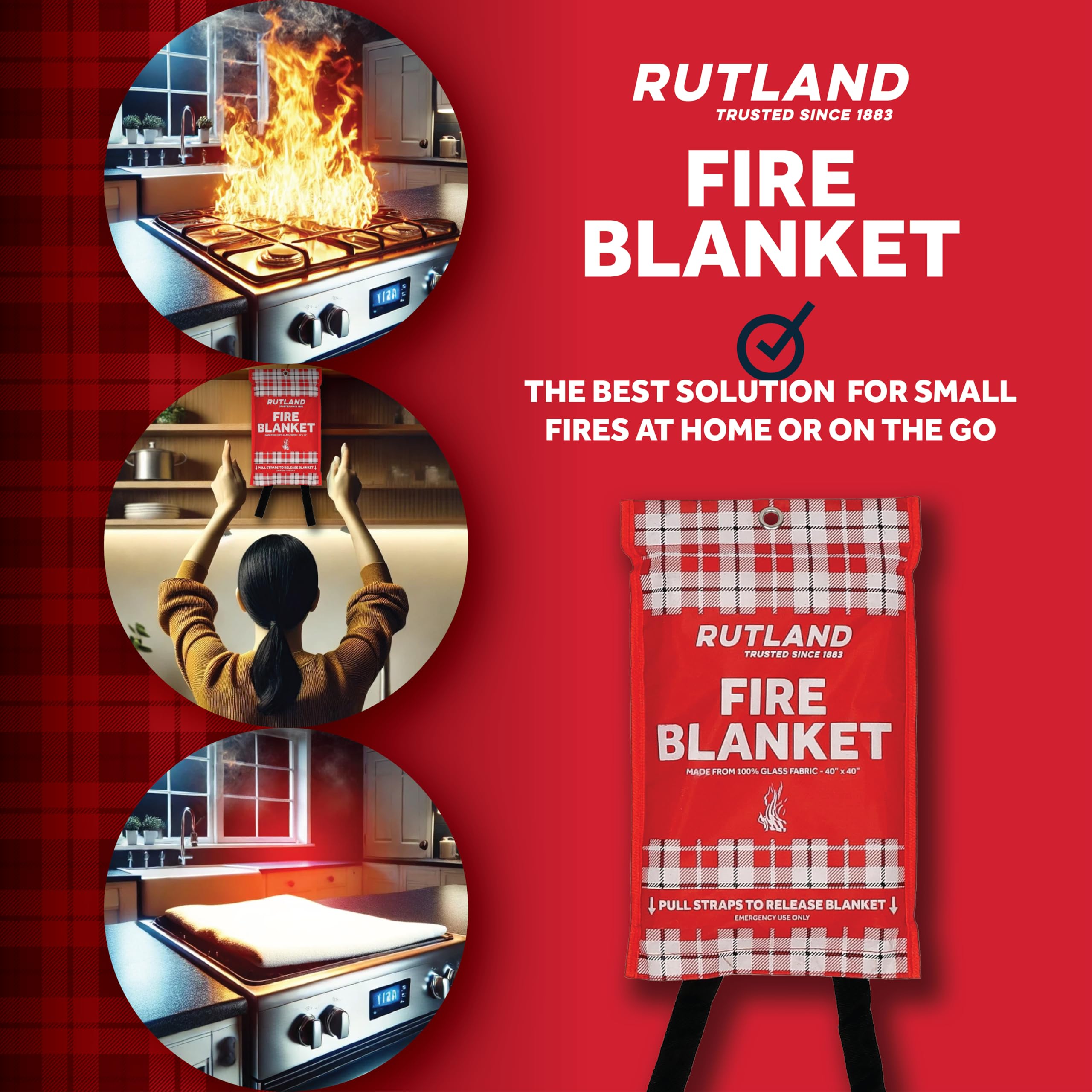 Rutland Fire Blanket aboard a boat cabin for quick suppression.