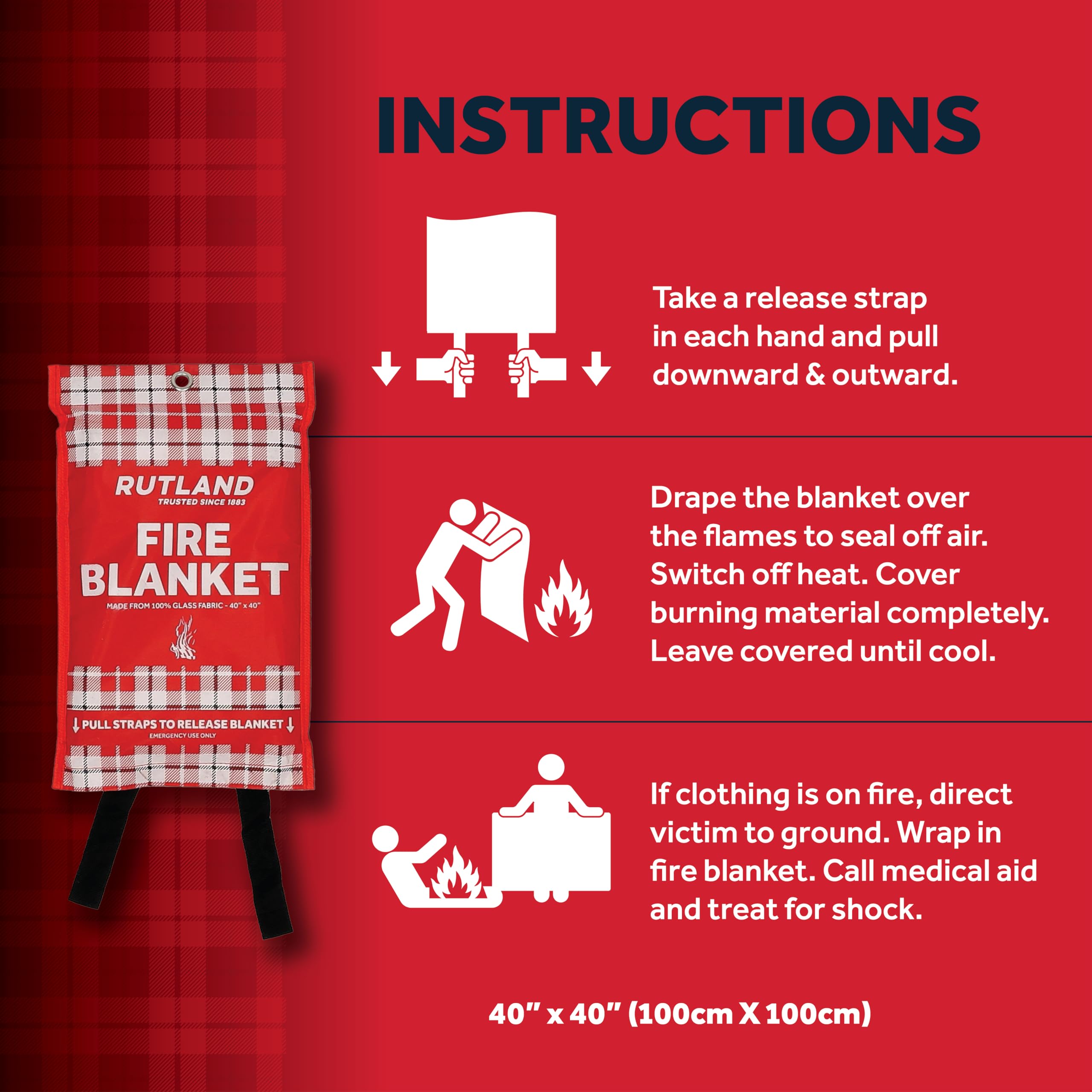 Rutland Fire Blanket on camping trips for portable fire safety.
