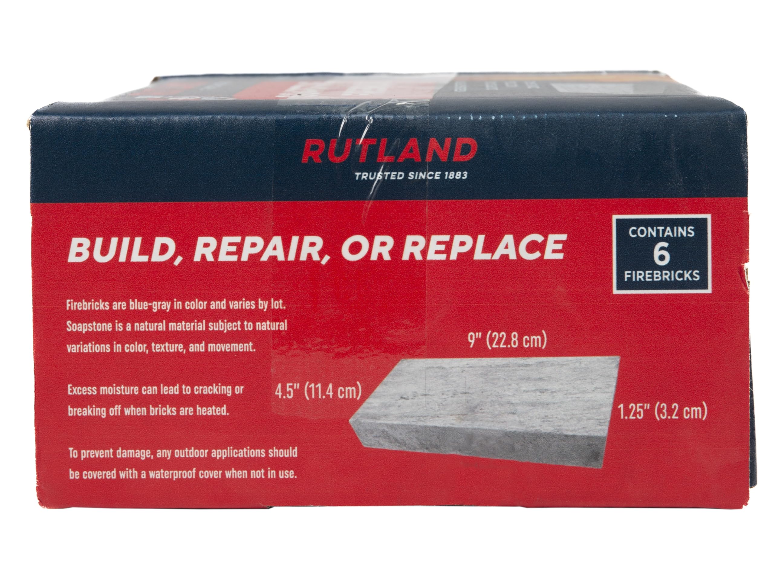 Rutland Soapstone Fire Brick blue-gray case of six bricks for full stoves
