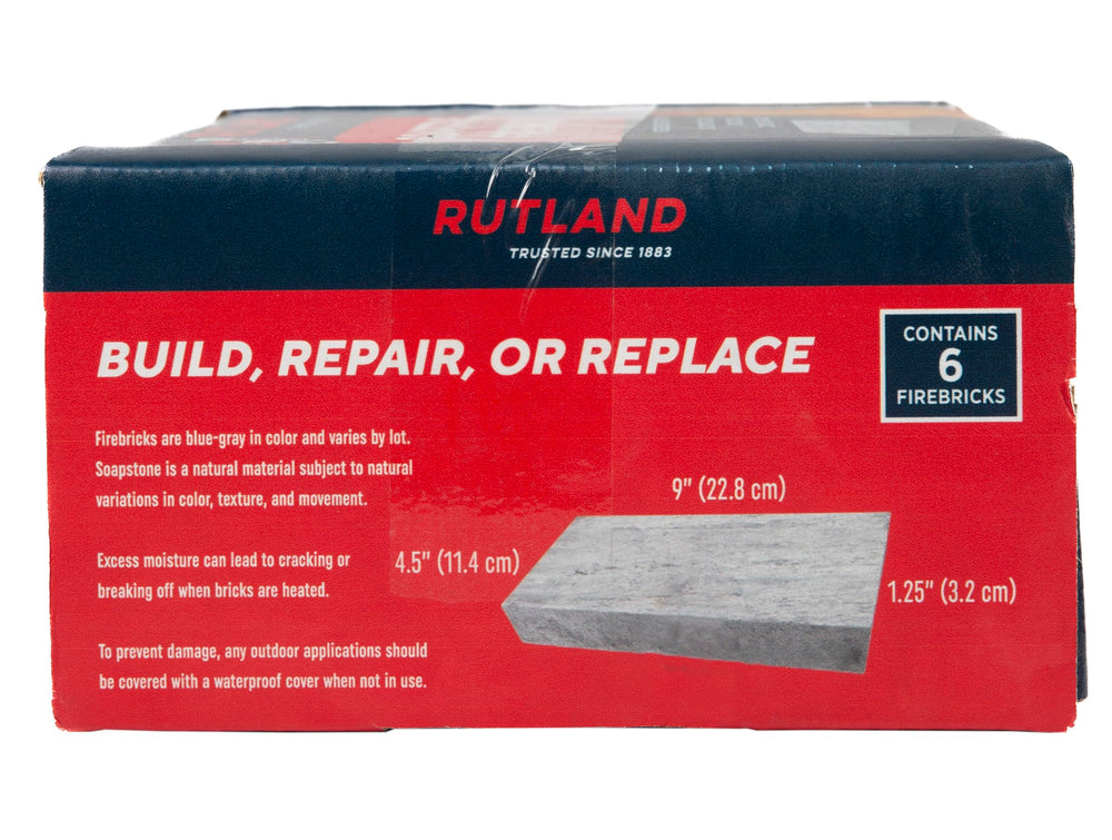 Rutland Soapstone Fire Brick blue-gray case of six bricks for full stoves