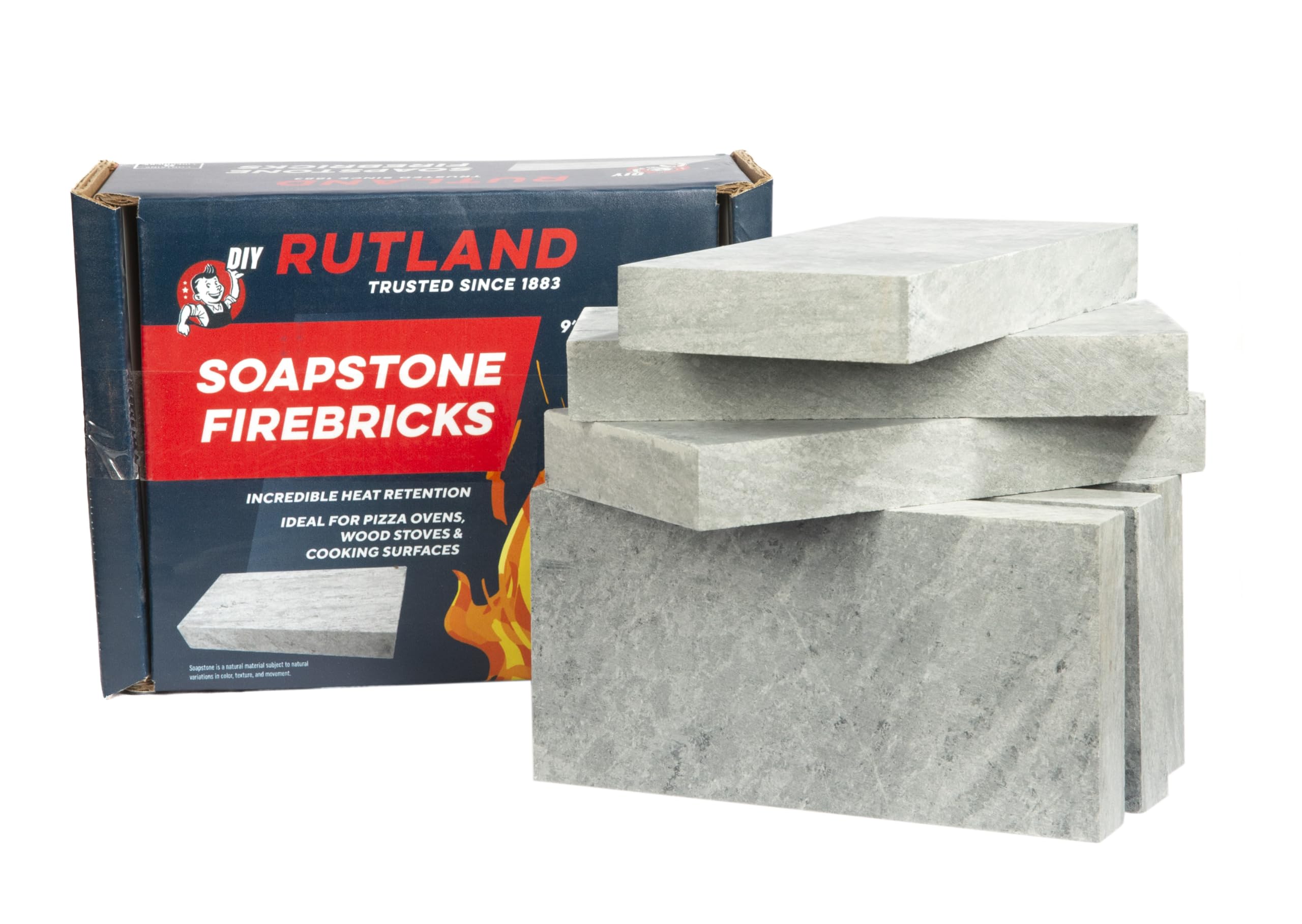 Rutland Soapstone Fire Brick blue-gray front view shows heat retention for wood stoves
