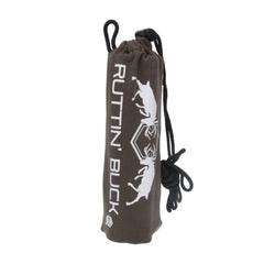 Close-up of rutting buck rattling bag with hardwood rods