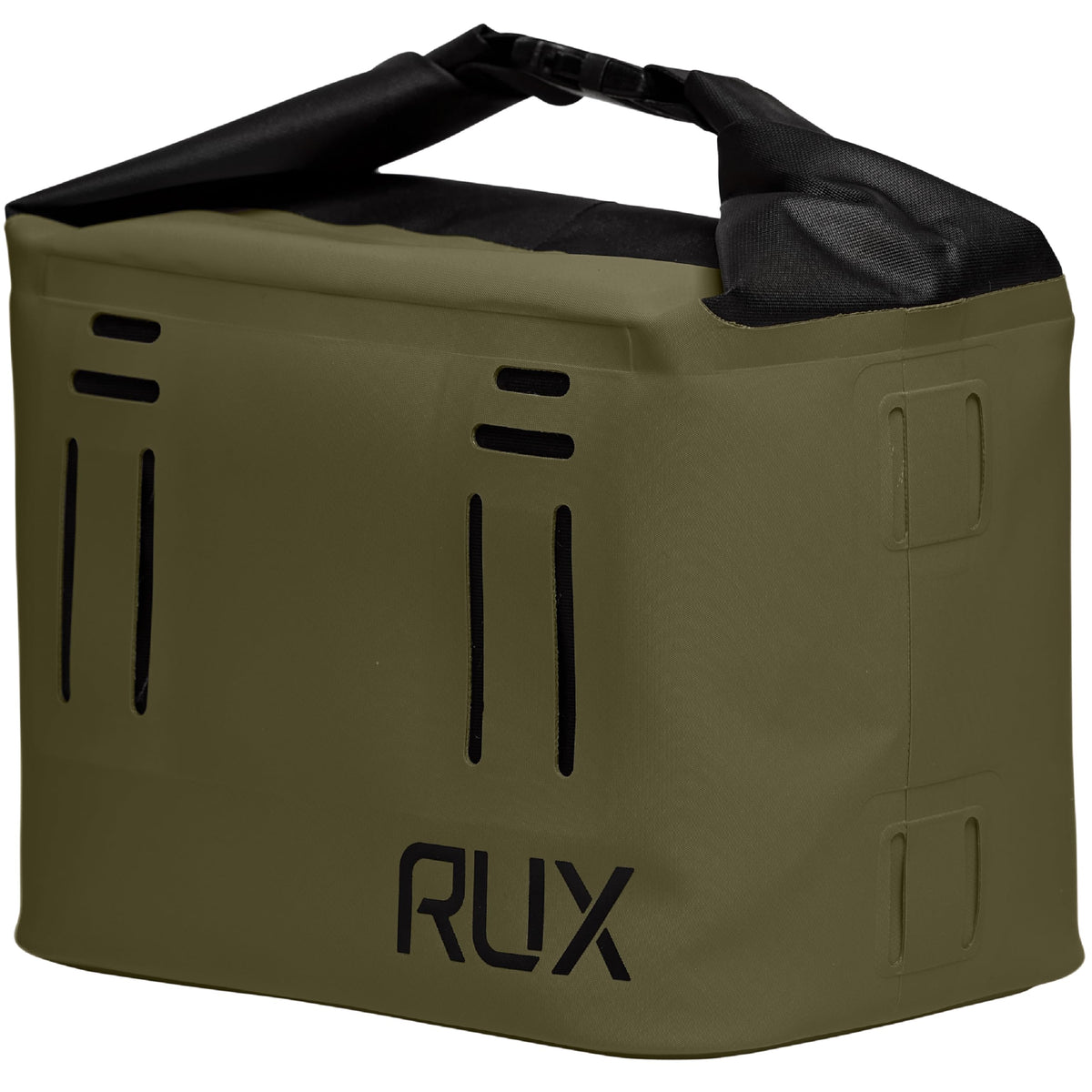 RUX Cooler Cube Green front view showing compact portability for six-pack and snacks