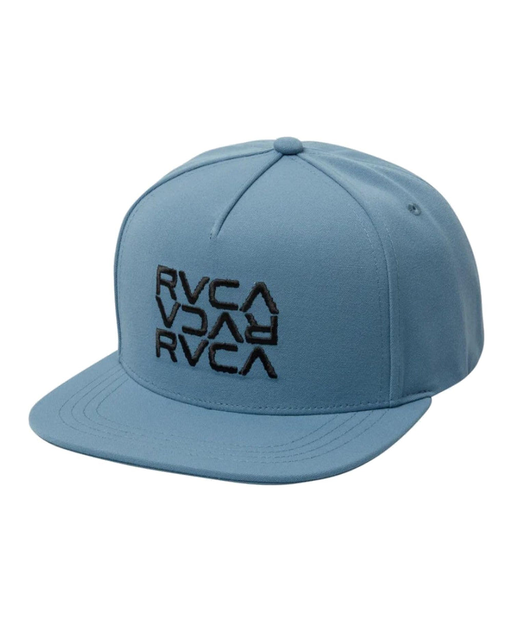 RVCA Three Stack Snapback Hat in light blue, a durable, adjustable cap for everyday casual wear.