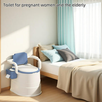 RVTENRIO portable toilet seat lid demonstrates secure closure for odor control during travel