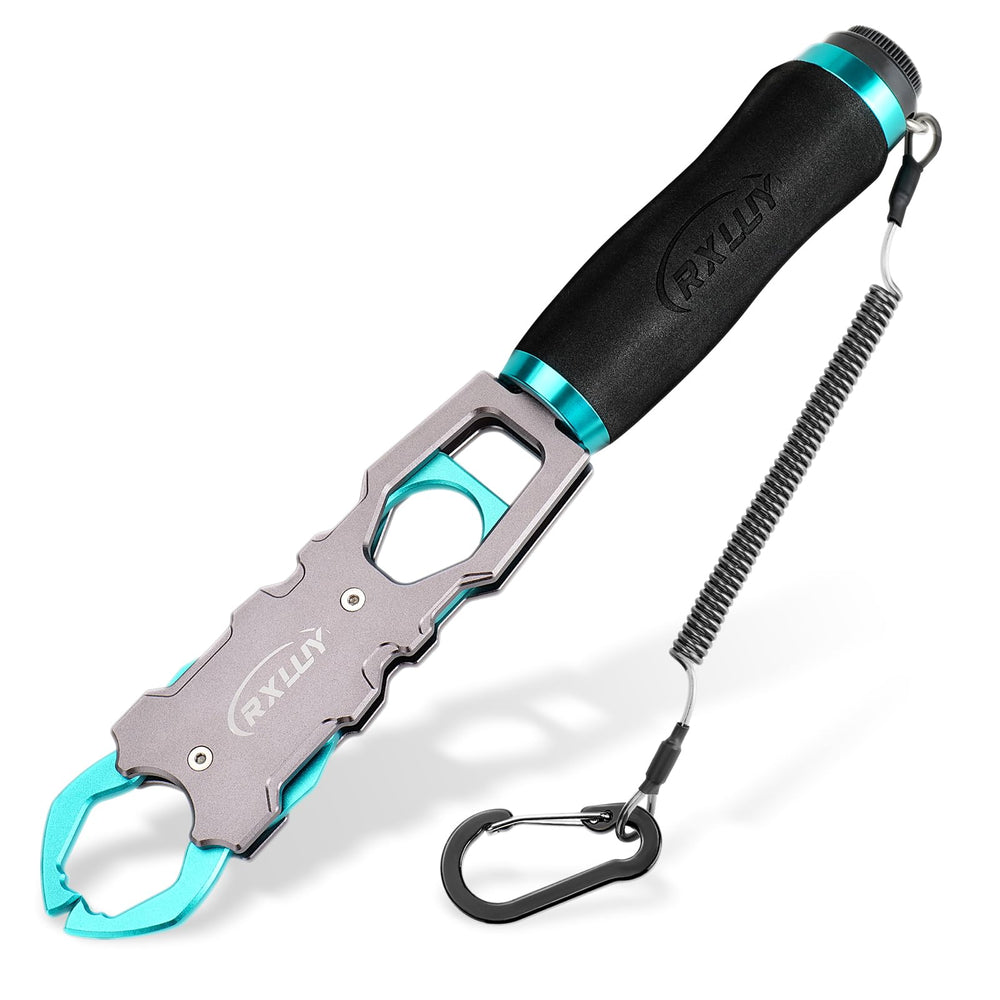 RXLUY 11-5-inch fish lip gripper with scale blue for precise catch weight.