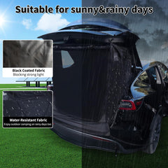 RXQNN Tesla Model Y tent screen net keeping bugs out while outdoors
