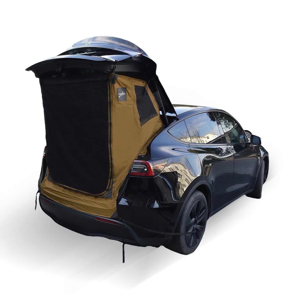 RXQNN Tesla Model Y trunk tent front view privacy and sun shade