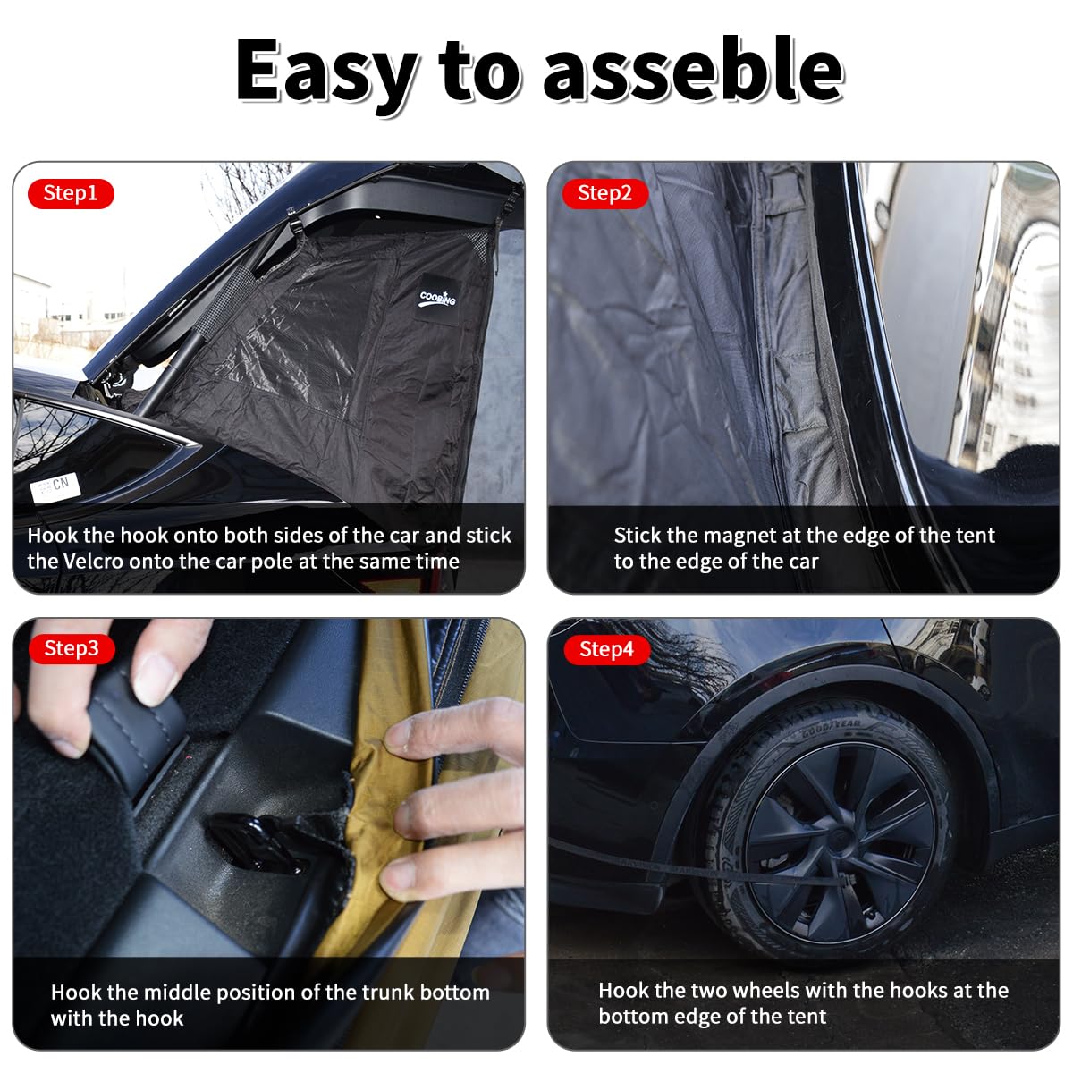RXQNN trunk tent waterproof fabric highlights rain-ready use and year-round comfort