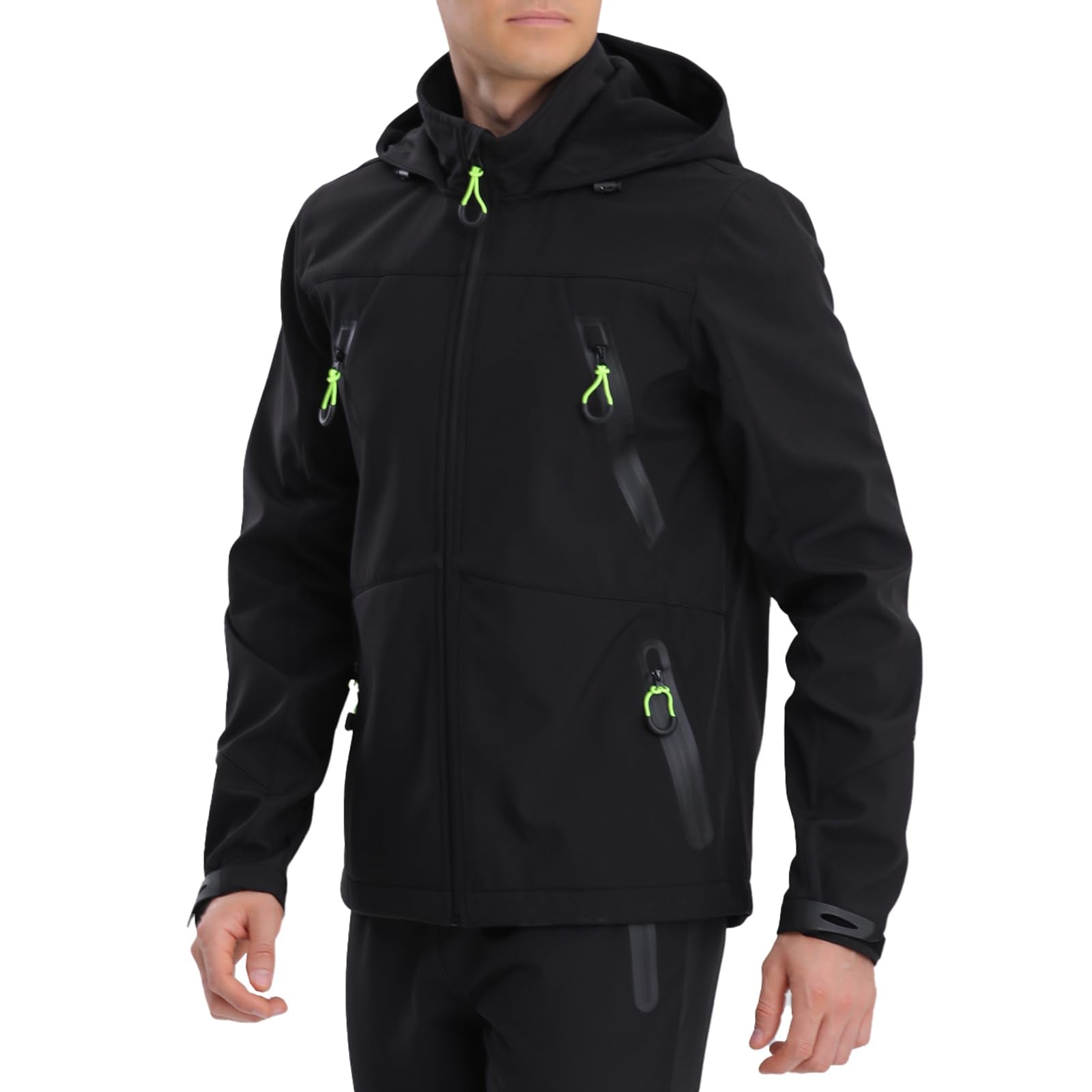 RYLY rexperformance jacket with hood front view showing windproof shell for outdoor sports.