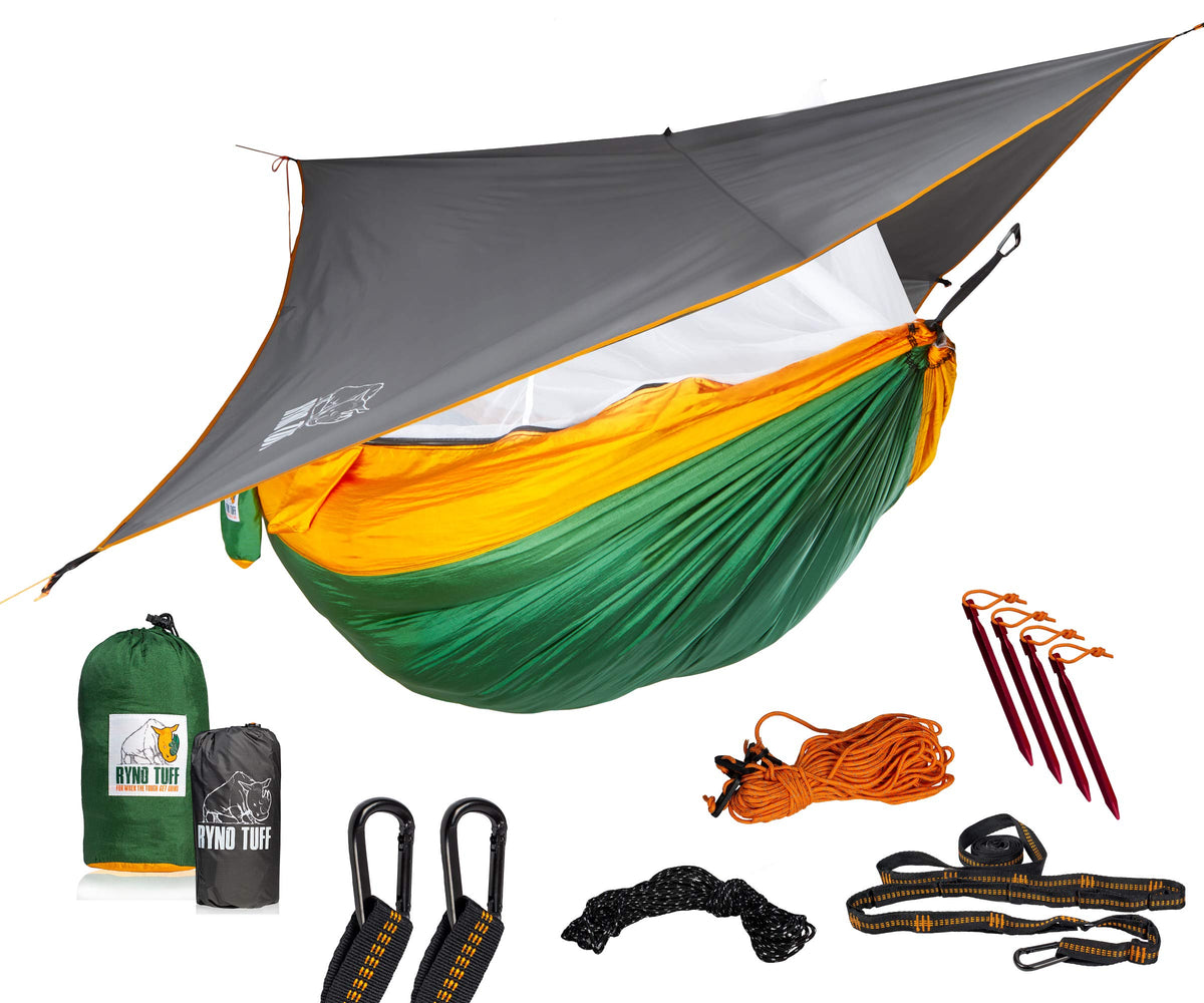Ryno Tuff XL hammock with mosquito net for two-person outdoor comfort