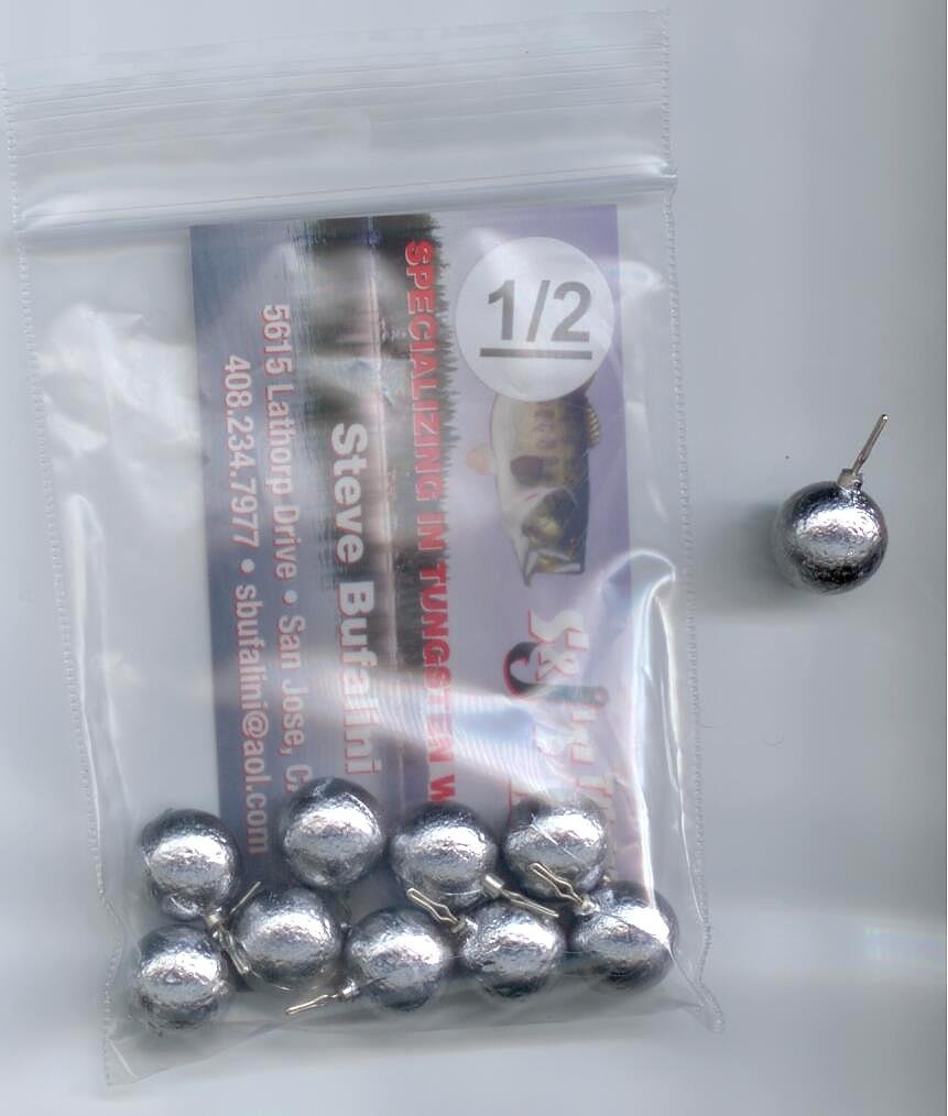 S and J's TACKLE BOX 1/2 oz ball-style drop shot weight for precise lure placement