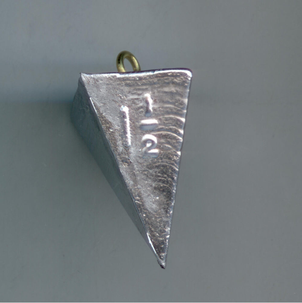 S & J's Tackle Box pyramid sinker 1.5 oz provides bottom stability in currents for surf fishing