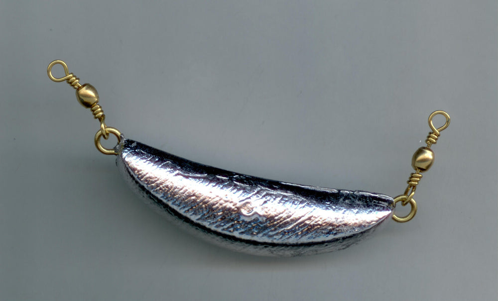 S & J's TACKLE BOX 3 oz crescent sinker with barrel swivel for bottom fishing