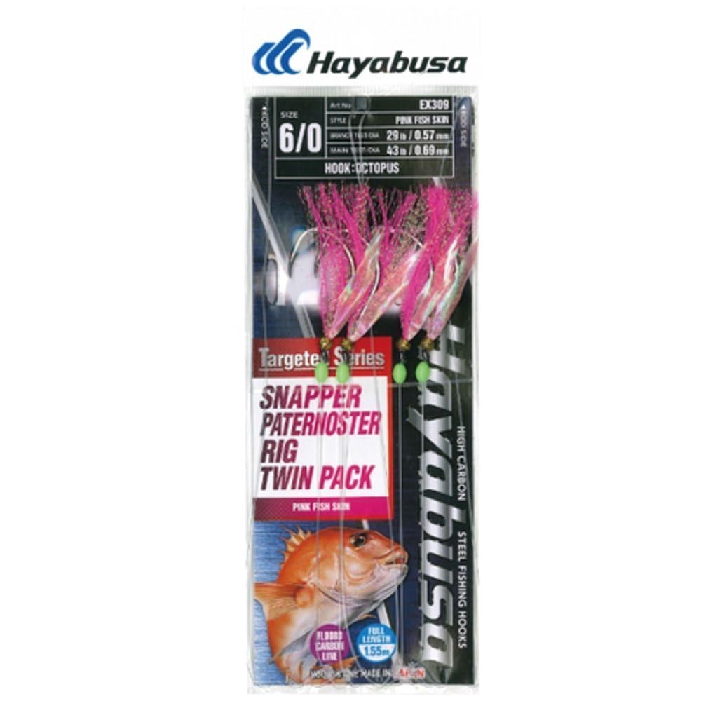 Sabiki Hayabusa 6-0 hooks with pink skin target snappers.