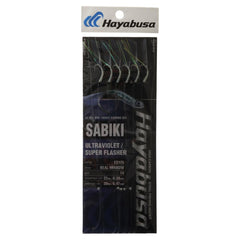 Sabiki Hayabusa EX125 real minnow rig with six hooks for realistic bait presentation and easy deployment.