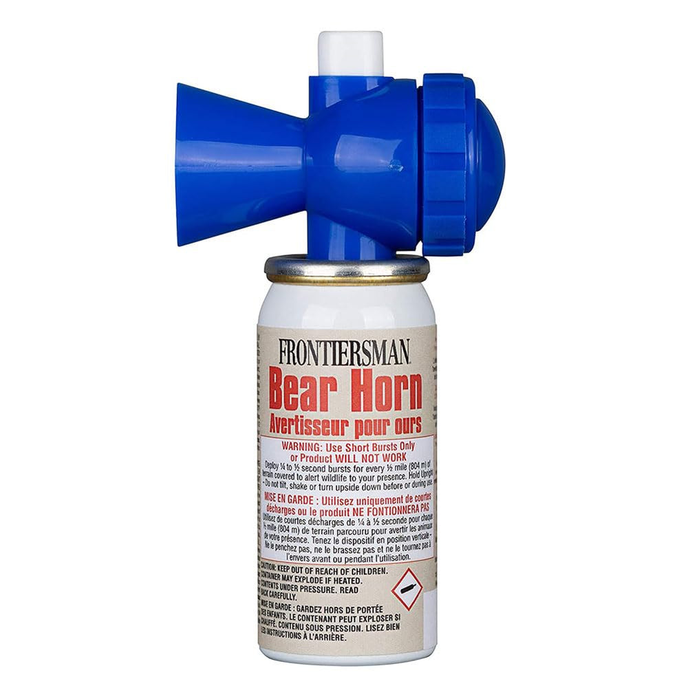 SABRE Frontiersman Bear Horn with locking on/off for quick access on trails.