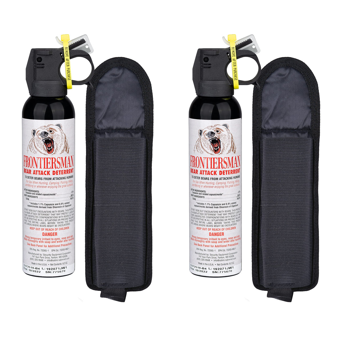 SABRE Frontiersman 9.2 oz bear spray canister for distance deterrence on trail