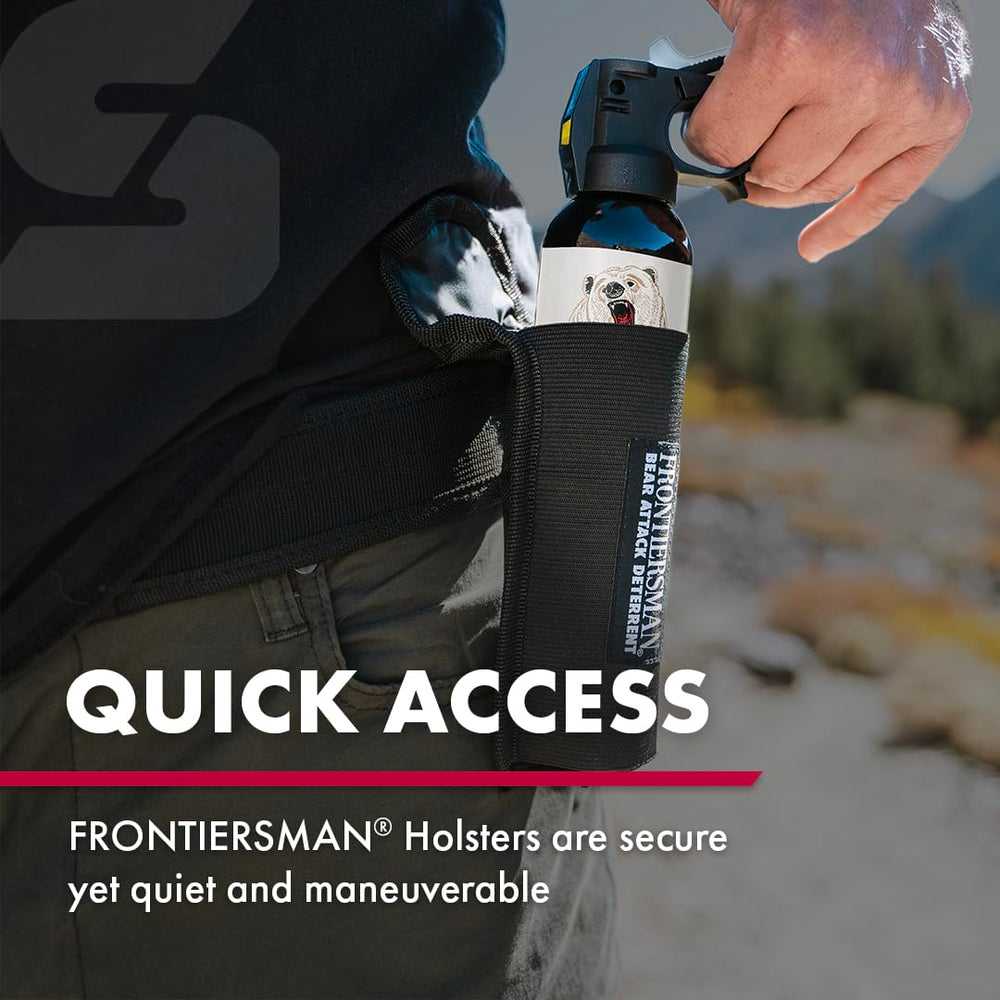 Detachable carabiner attachment from SABRE Frontiersman holster clipped to belt loop