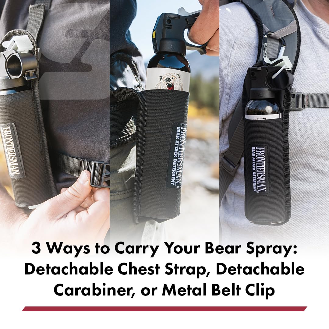 Elastic-secure sleeve on SABRE Frontiersman holster keeps canister in place while moving