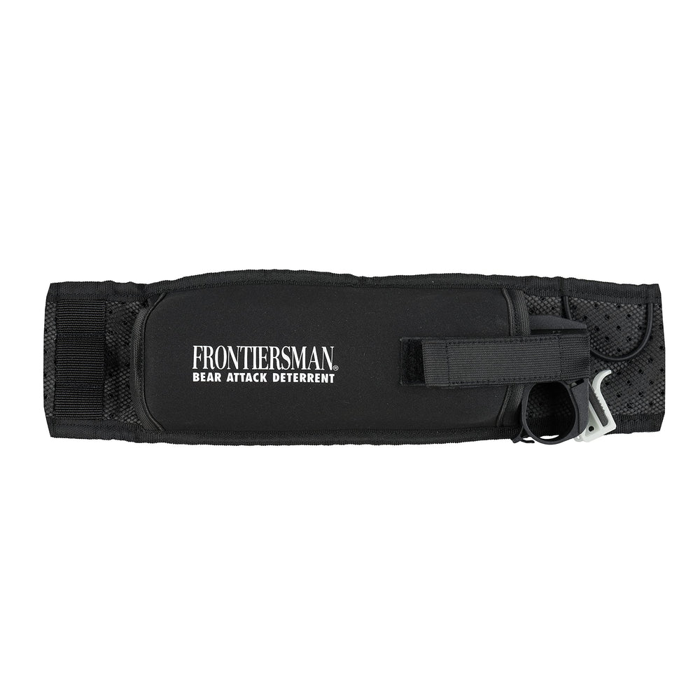 SABRE Frontiersman holster front view for quick bear spray access during hikes