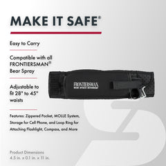 SABRE Frontiersman holster side view showing secure fit on outdoor trek