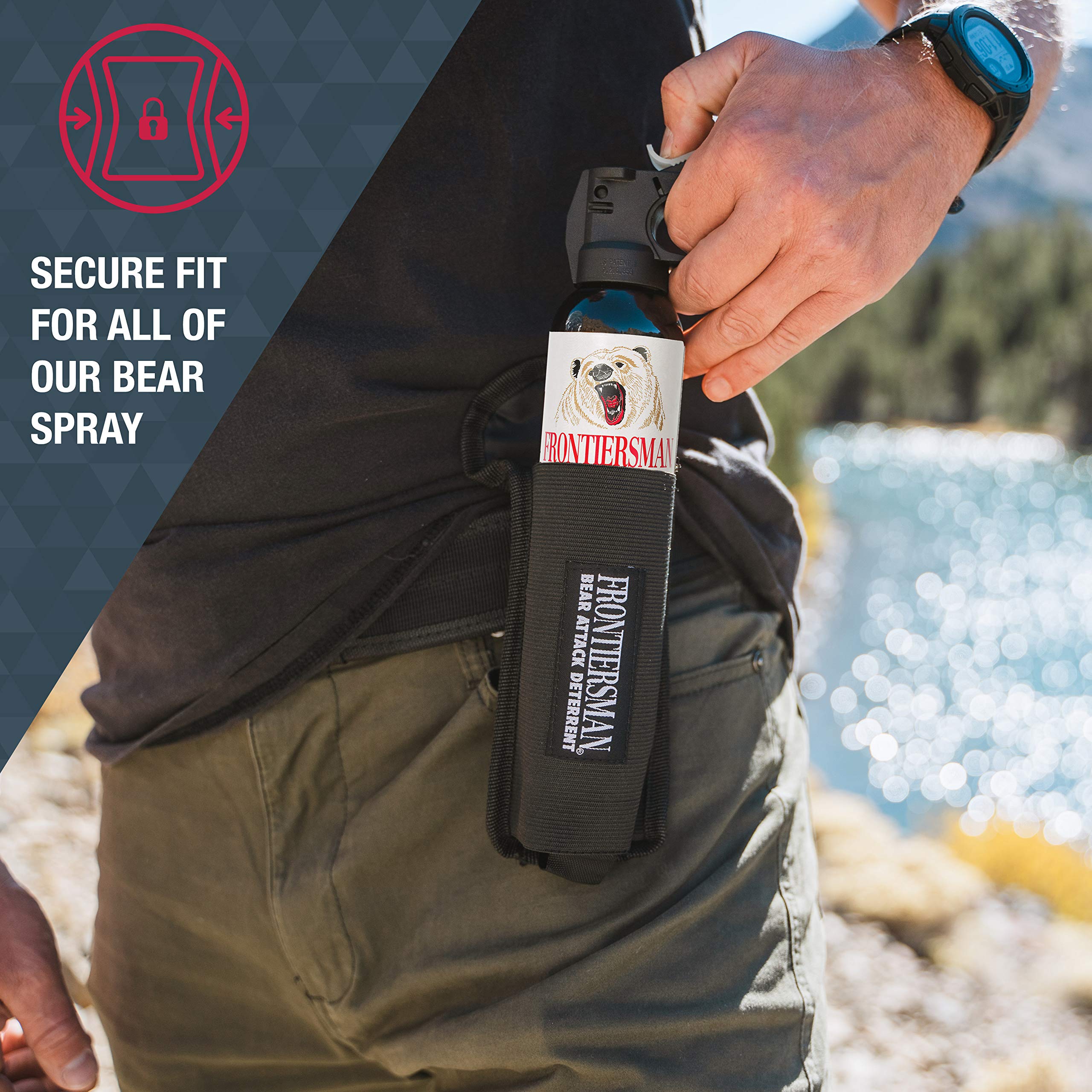 SABRE Frontiersman belt holster secured on the waist during hikes