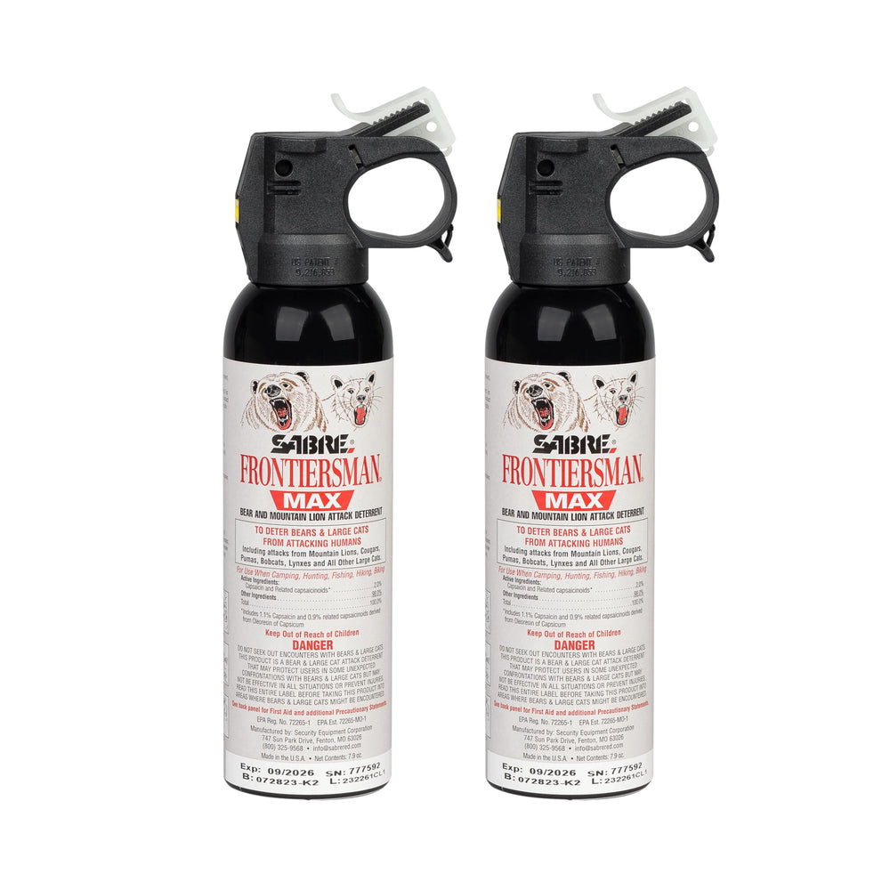 SABRE Frontiersman MAX bear deterrent spray at 40ft range for rapid outdoor protection