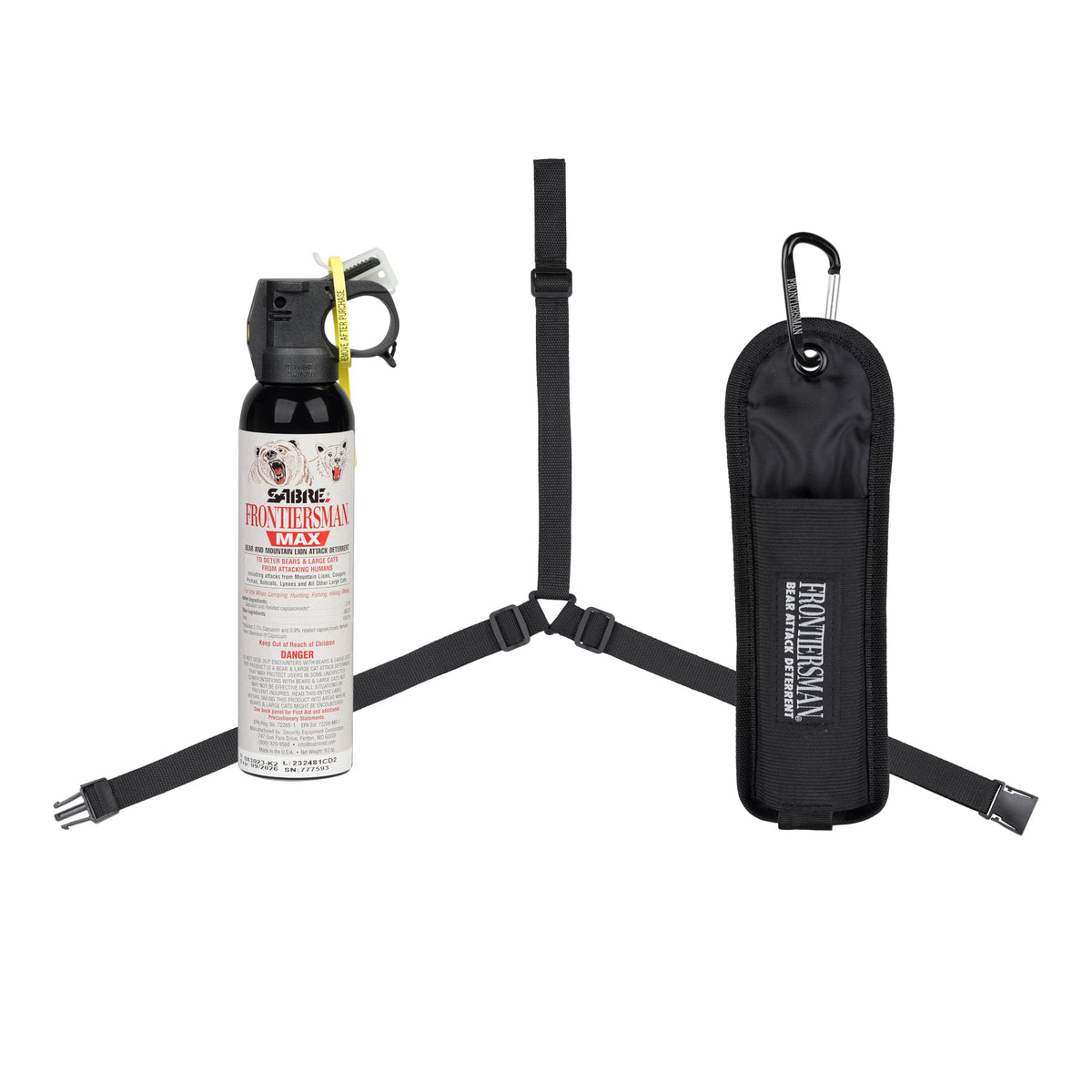 SABRE Frontiersman Max bear deterrent canister for field protection on outdoor trips