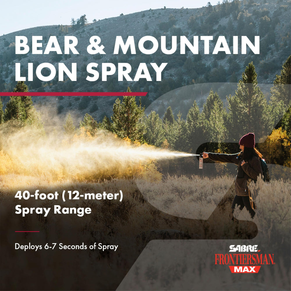 SABRE Frontiersman MAX quick draw holster keeps spray accessible on trails