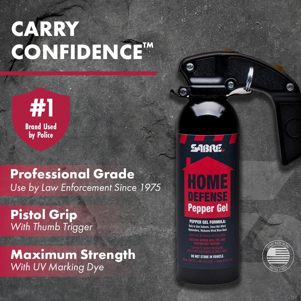 Pistol-grip trigger on SABRE pepper gel for precise aiming.