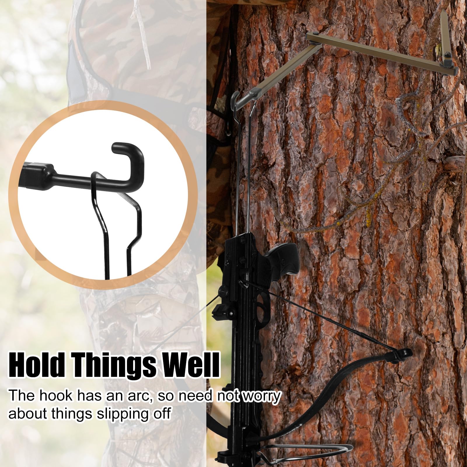 Sadnyy bow hangers double as versatile outdoor gear hangers for binoculars or packs.