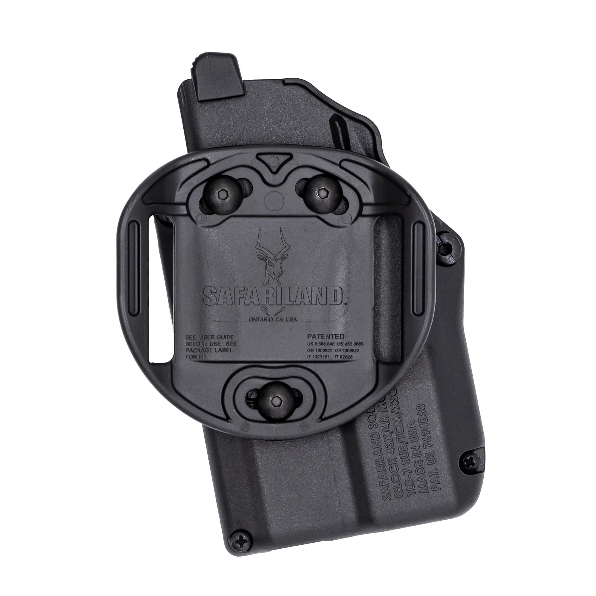 Can be used on any Safariland 3-hole pattern holster