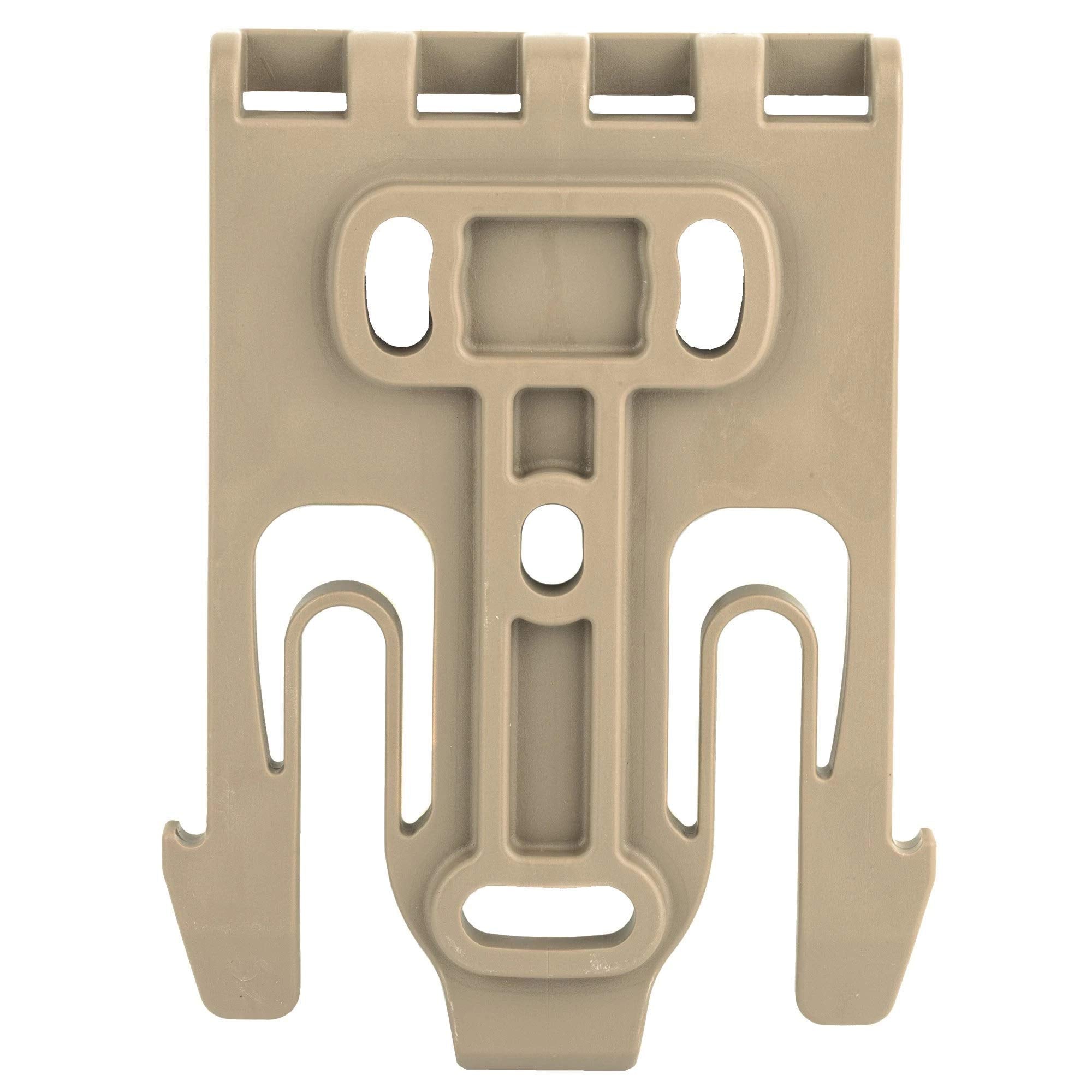 QLS holster fork with QLS 22/22L receiver plates concept in Flat Dark Earth showing quick transfer capability