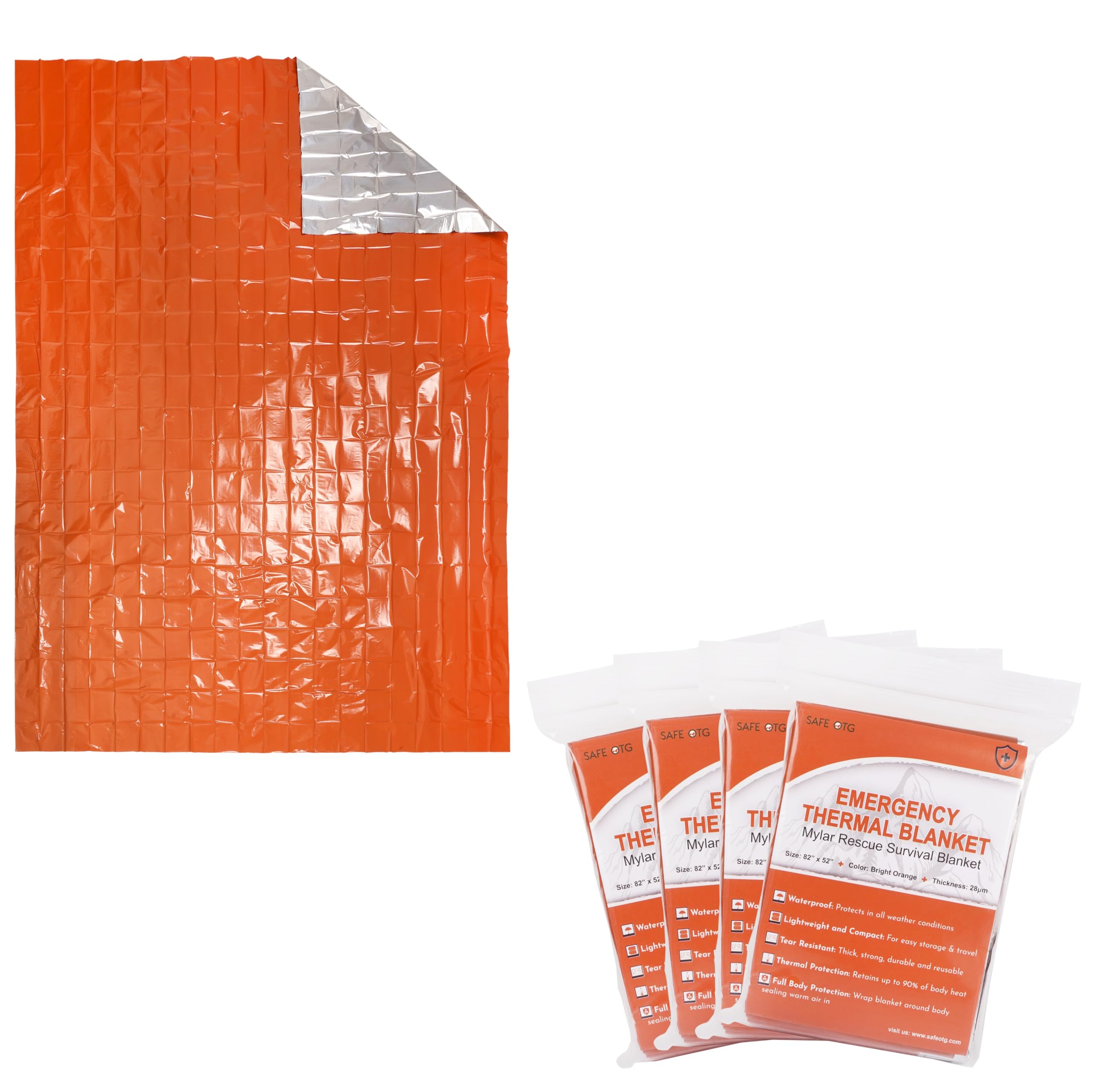 Safe OTG blanket’s bright orange visibility aids search and rescue.