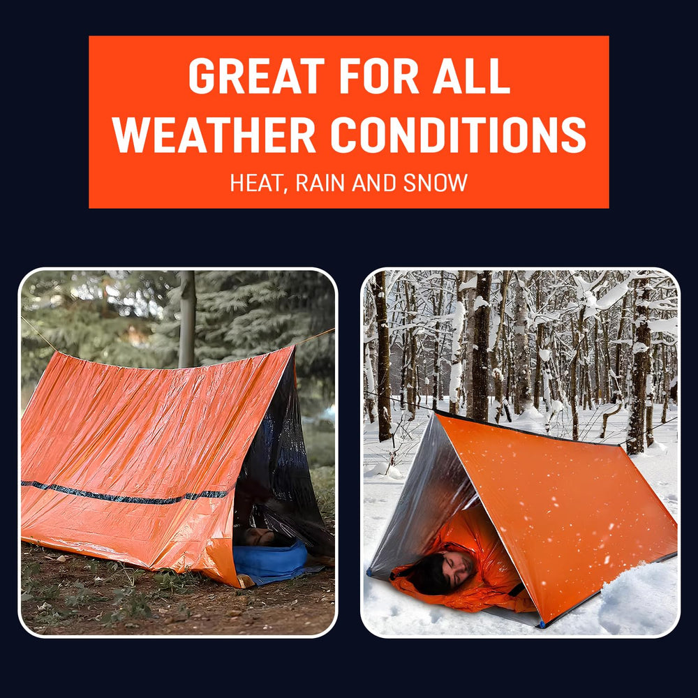 SAFE OTG emergency survival tent interior reflects heat to help conserve warmth.
