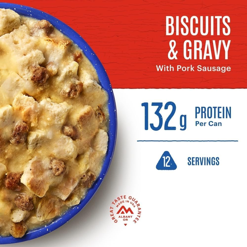 SAFECASTLE Mountain House emergency storage can—long-term canned meal for prep kits.