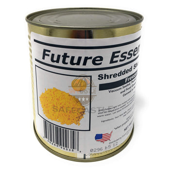 SAFECASTLE Future Essentials cheddar packaging on shelf signals ready supply for emergencies.