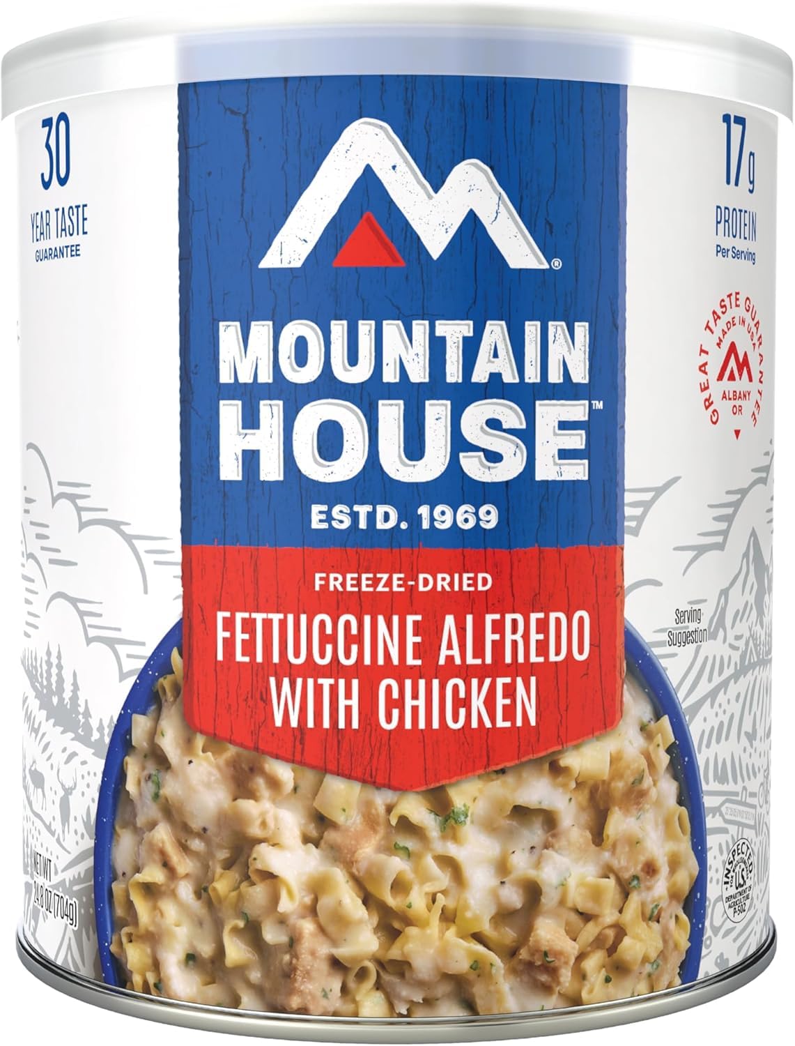 SAFECASTLE Mountain House Fettuccine Alfredo with Chicken can requires no refrigeration