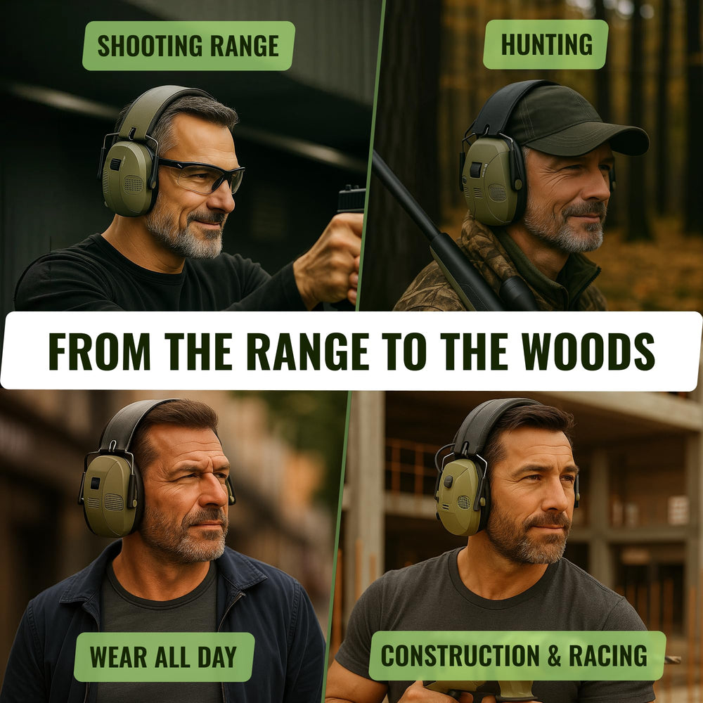 SafeHouseHQ adjustable headband ear protection for all-day comfort during shoots.