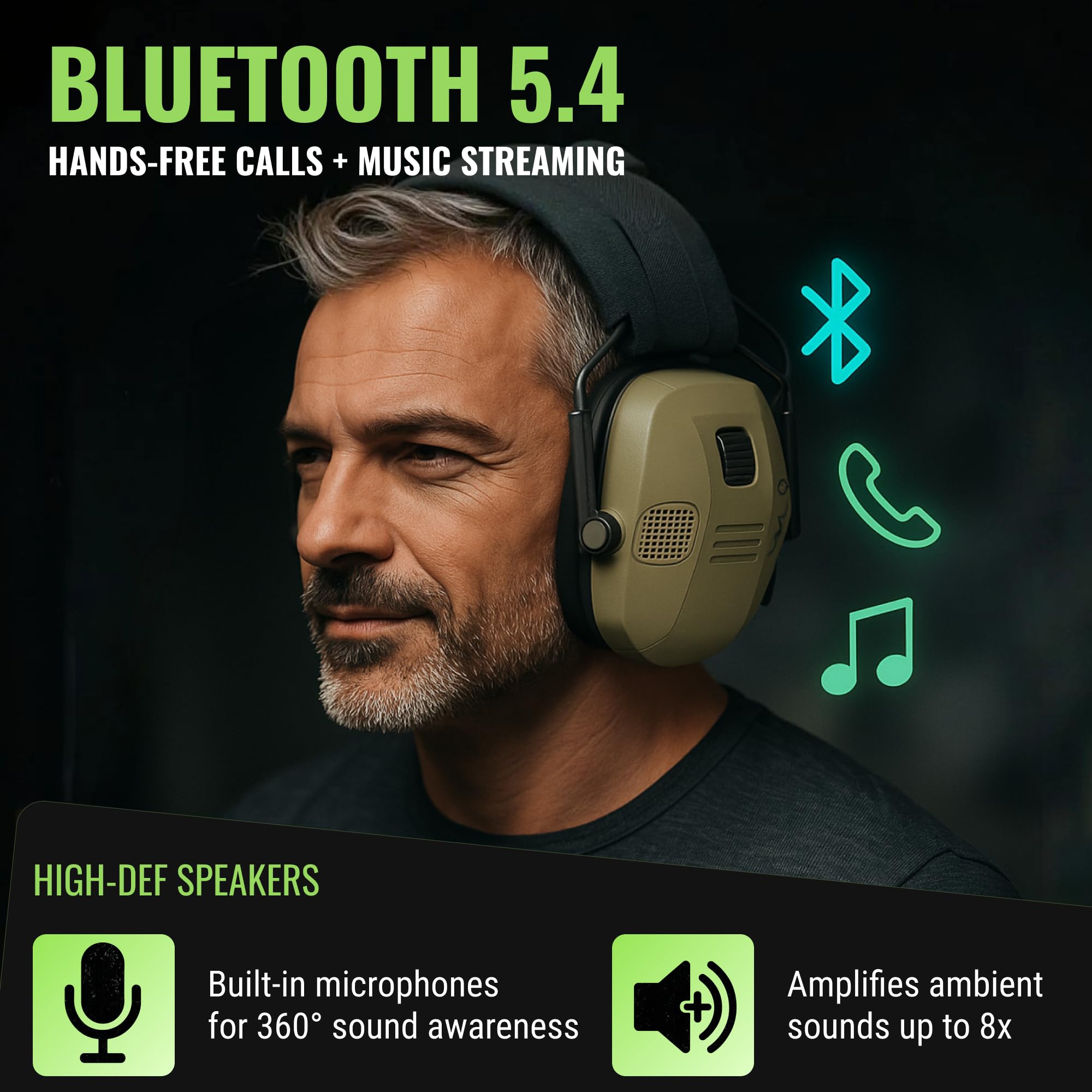 SafeHouseHQ microphone-equipped ear protection enables clear on-range team communication.