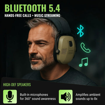 SafeHouseHQ microphone-equipped ear protection enables clear on-range team communication.