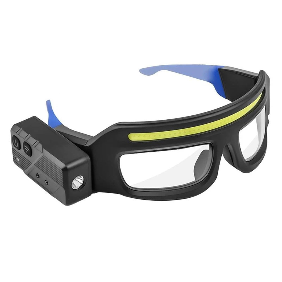 Safety Glasses dual light headlight blue for hands-free night running.
