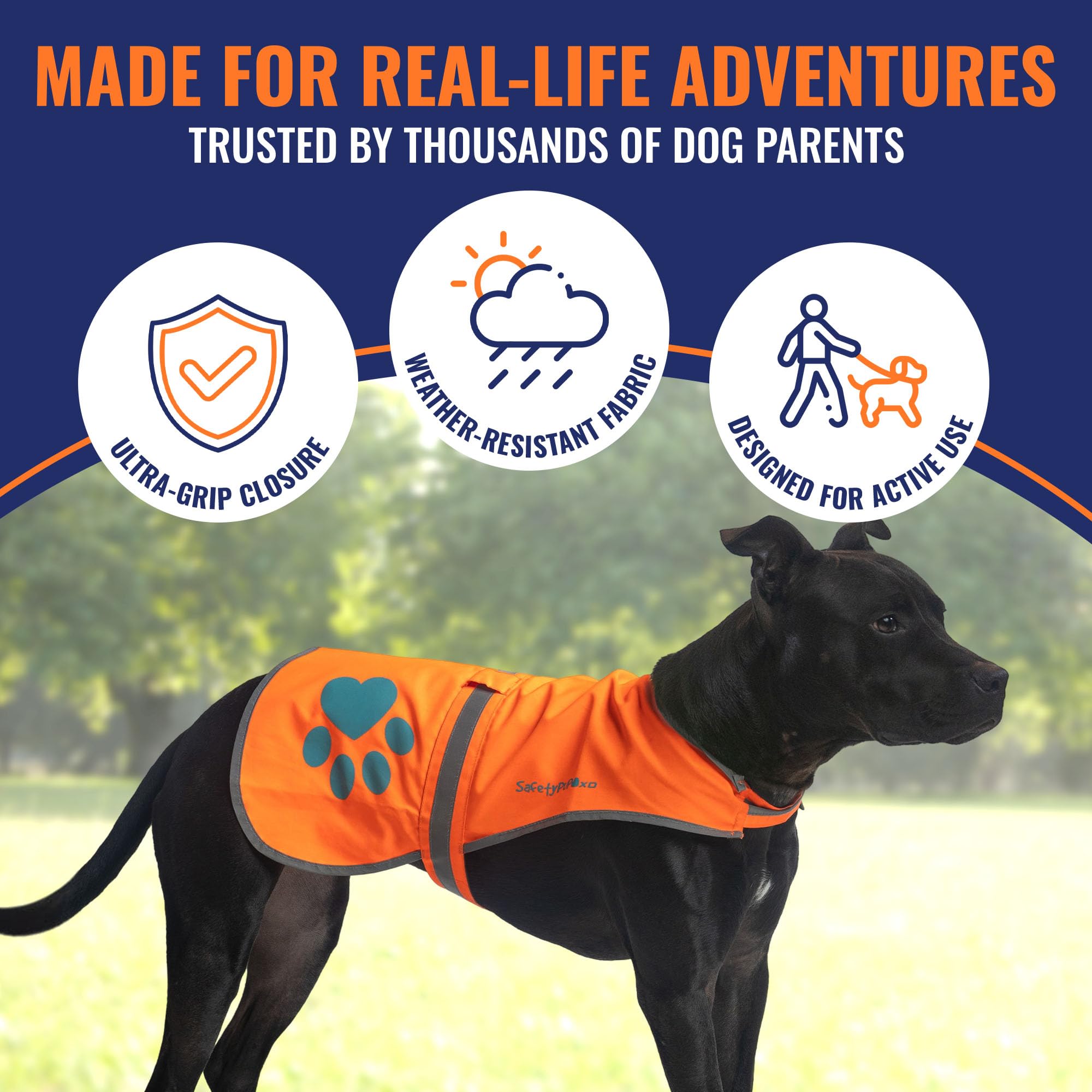 Close-up of SafetyPUP XD waterproof fabric on the vest exterior