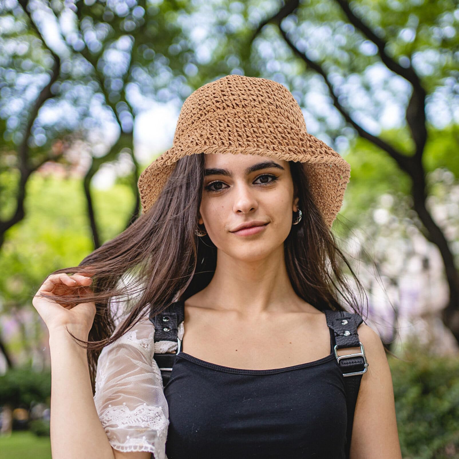 SAFIGLE neutral color hat complements many summer outfits