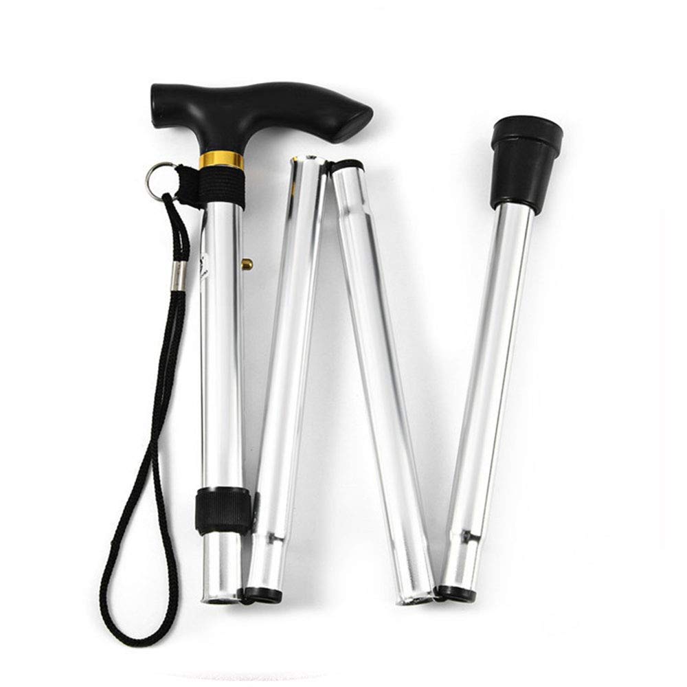 SagaSave foldable walking stick in compact folded pose for easy storage
